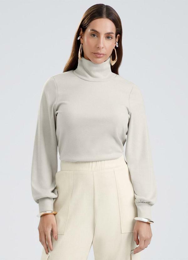 Blusa em Canelado Aveludado Off White