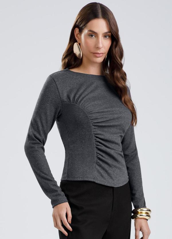 Blusa em Canelado Aveludado Preto