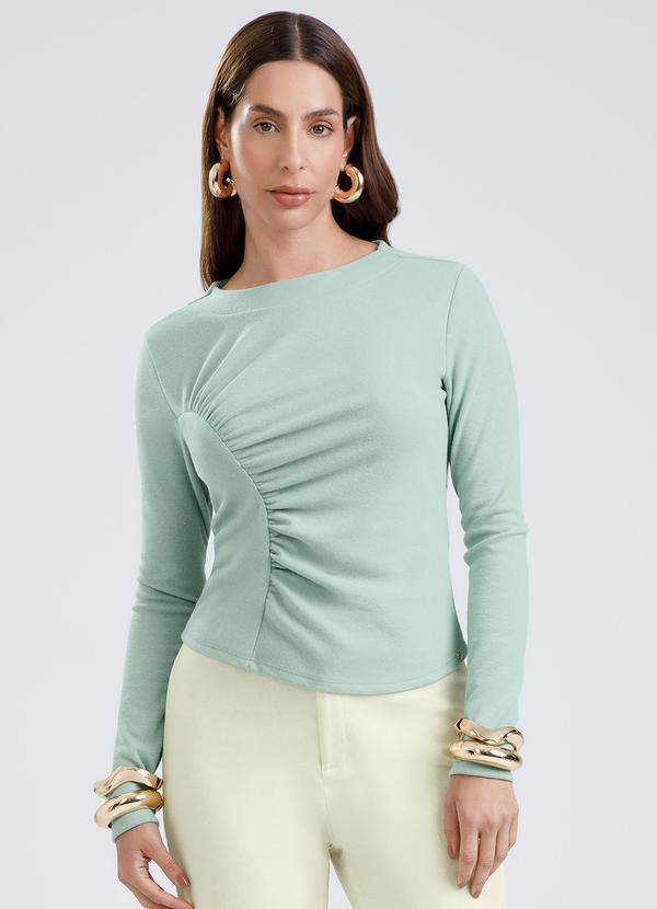 Blusa em Canelado Aveludado Verde Claro