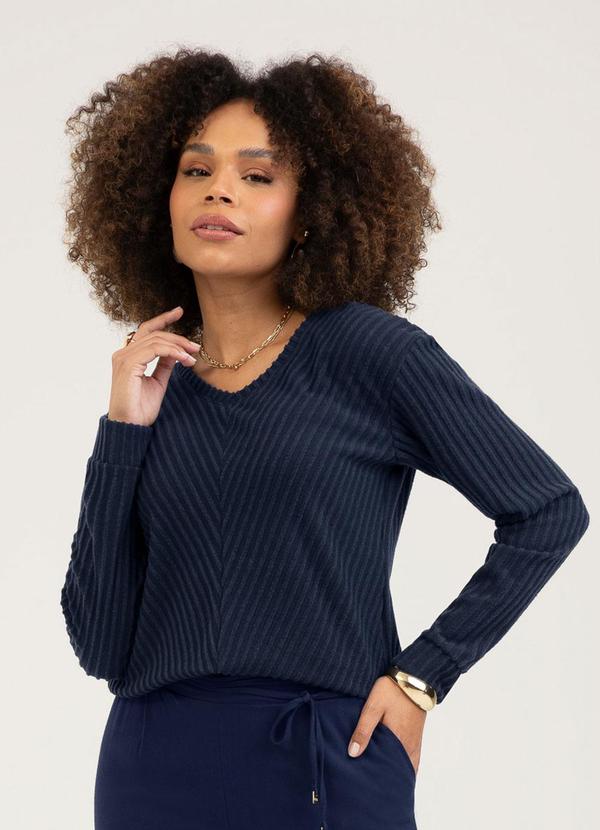 Blusa em Canelado Azul Escuro