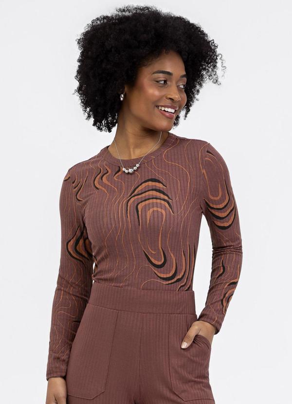 Blusa em Canelado Marrom Escuro