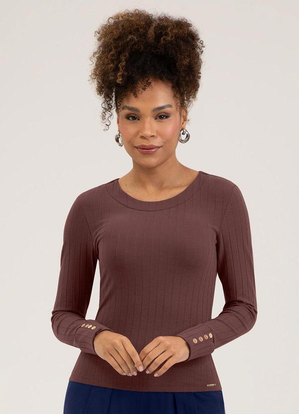 Blusa em Canelado Marrom Escuro