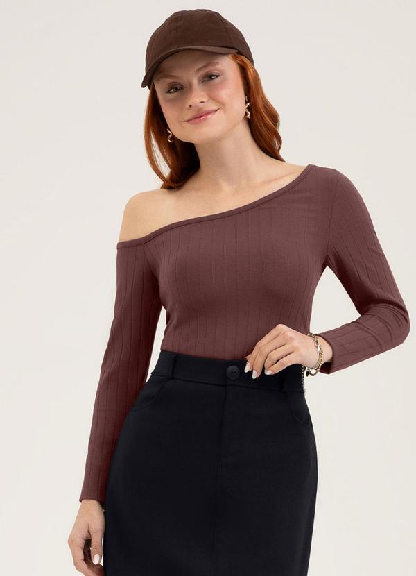 Blusa em Canelado Marrom Escuro