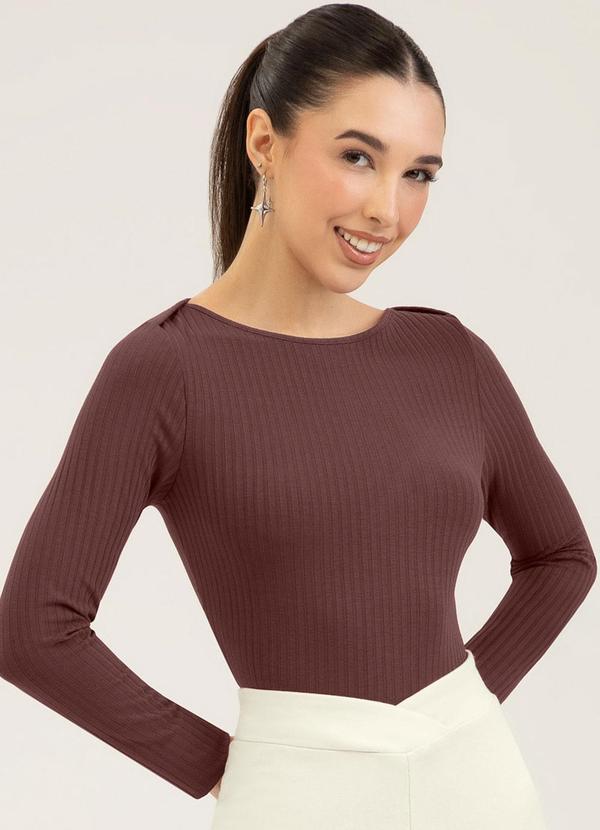 Blusa em Canelado Marrom Escuro