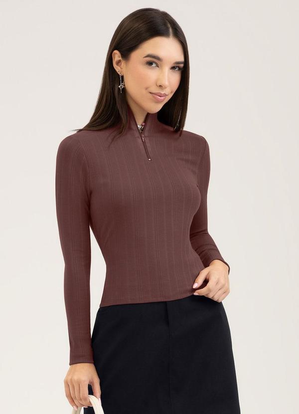 Blusa em Canelado Marrom Escuro