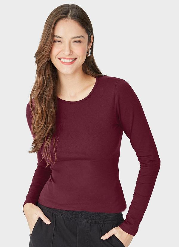 Vista 2 Blusa em Cotton Light Feminino Roxo Malwee Malwee