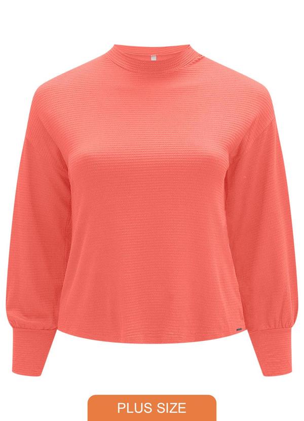 Vista 2 Blusa em Malha Texturizada Laranja Lunender Mais Mulher Lunender Mais Mulher