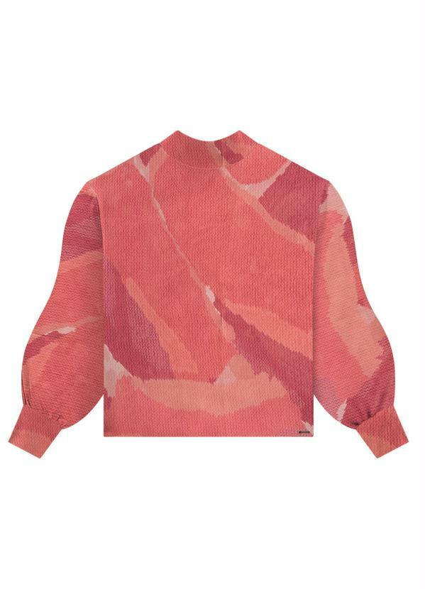 Vista 2 Blusa em Viscose com Manga Bufante Vermelho Lunender Lunender