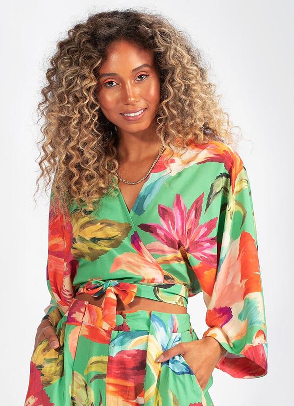 Vista 2 Blusa em Viscose Tropicarte Verde FARM FARM