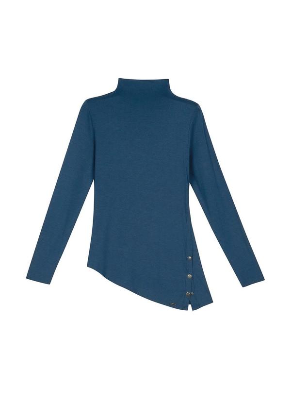 Blusa Feminina Assimétrica com Botões Azul
