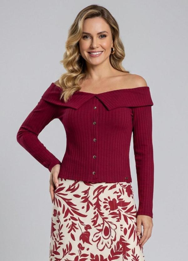 Blusa Feminina Canelada Ombro a Ombro Vermelho