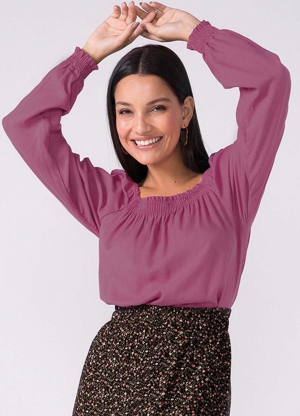 Blusa Feminina Ciganinha Manga Longa Rosa