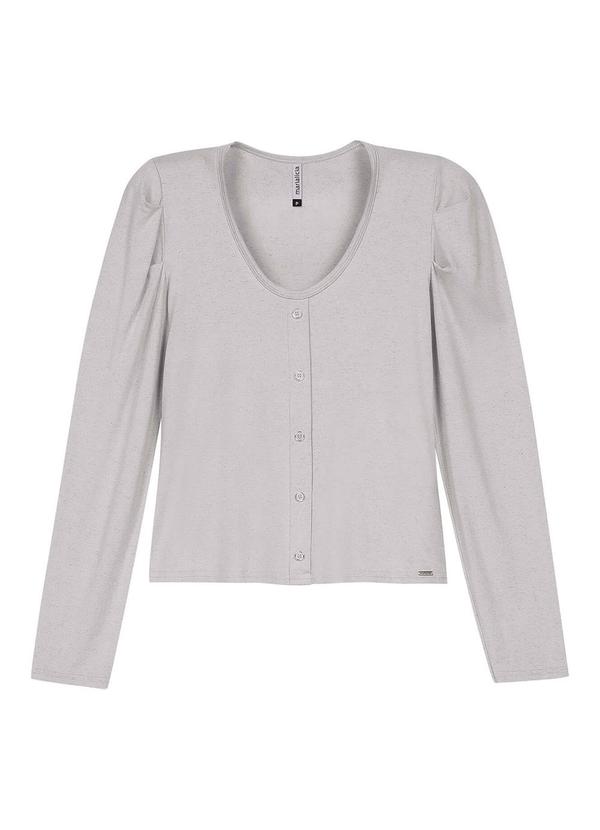 Blusa Feminina Decote U com Botões Cinza