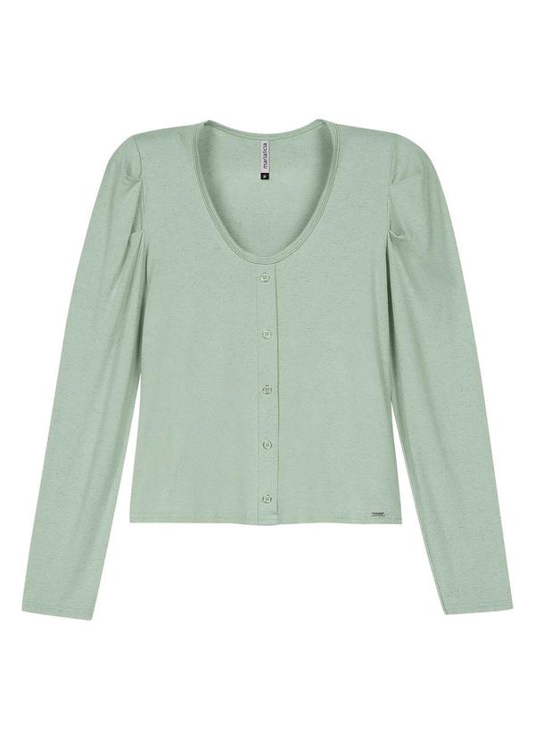 Blusa Feminina Decote U com Botões Verde