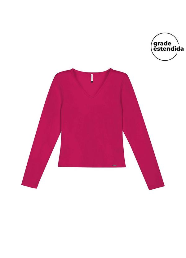 Blusa Feminina Decote V Lisa Rosa
