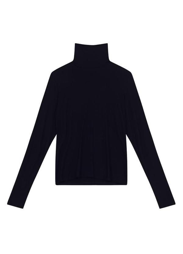 Blusa Feminina em Viscose Gola Alta Preto
