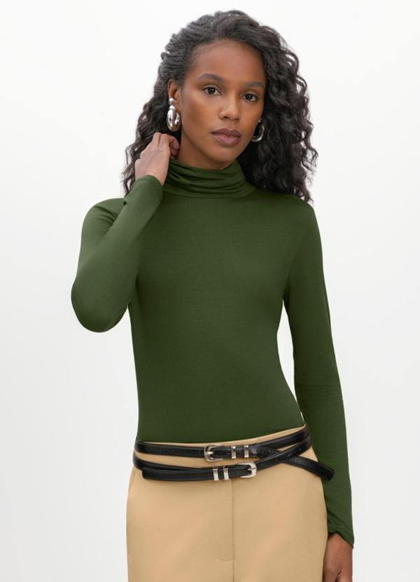 Blusa Feminina em Viscose Gola Alta Verde