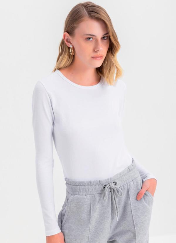 Vista 2 Blusa Feminina Essencial em Algodão Branco Essendi Essendi