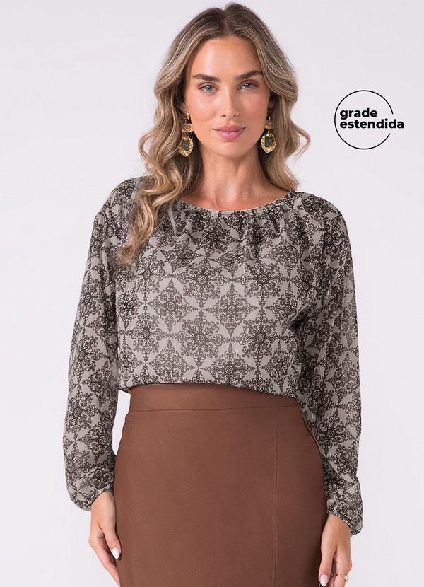 Blusa Feminina Estampada Manga Longa Preto