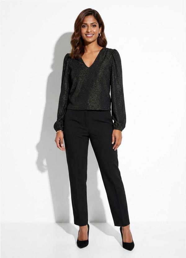 Blusa Feminina Manga Bufante Lurex Preto
