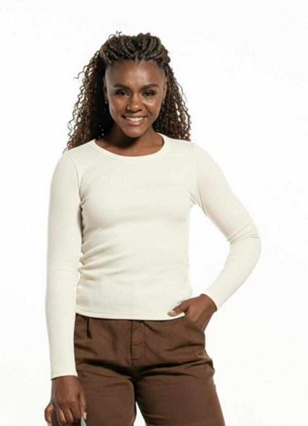 Blusa Feminina Manga Longa Bege