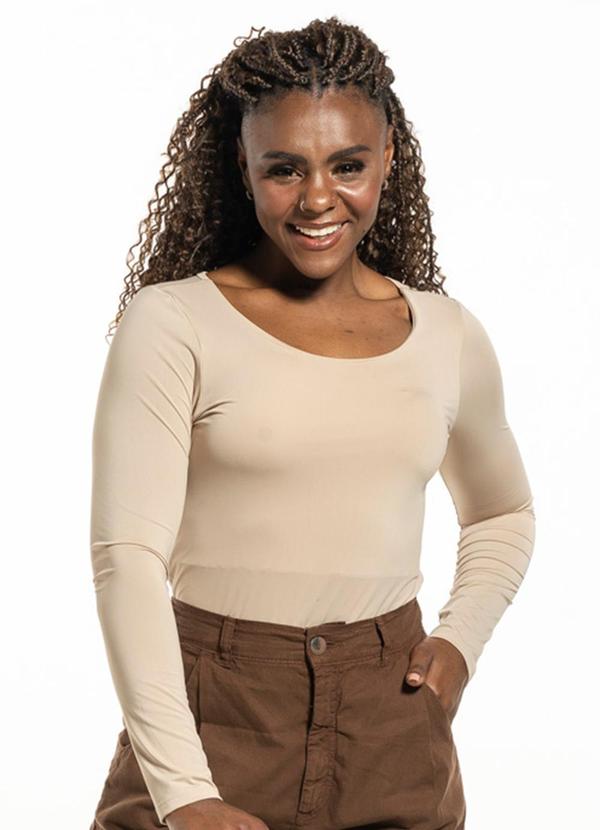 Blusa Feminina Manga Longa Bege