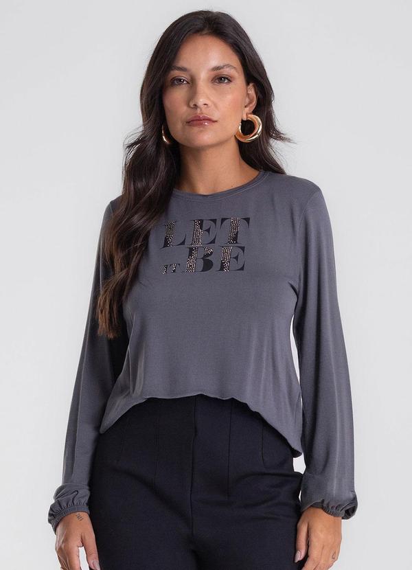 Blusa Feminina Manga Longa Bufante Cinza
