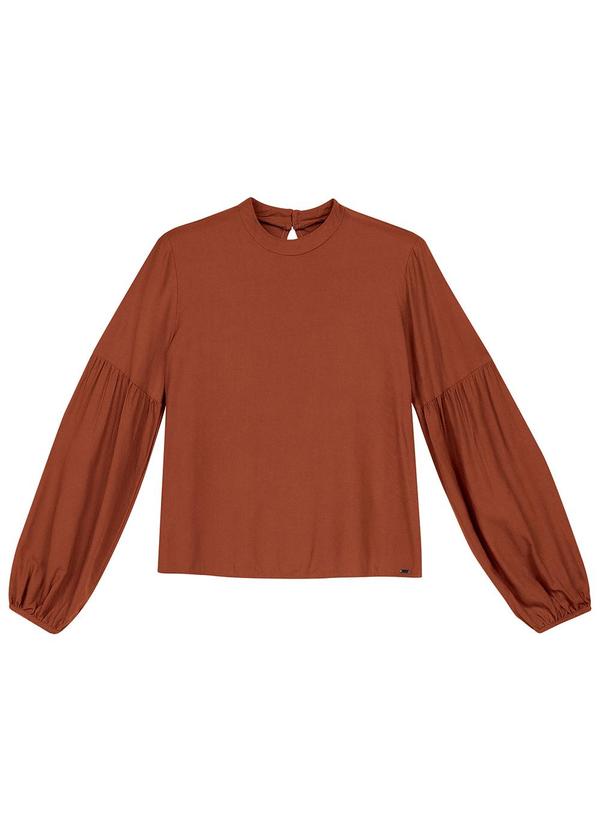 Blusa Feminina Manga Longa Bufante Marrom