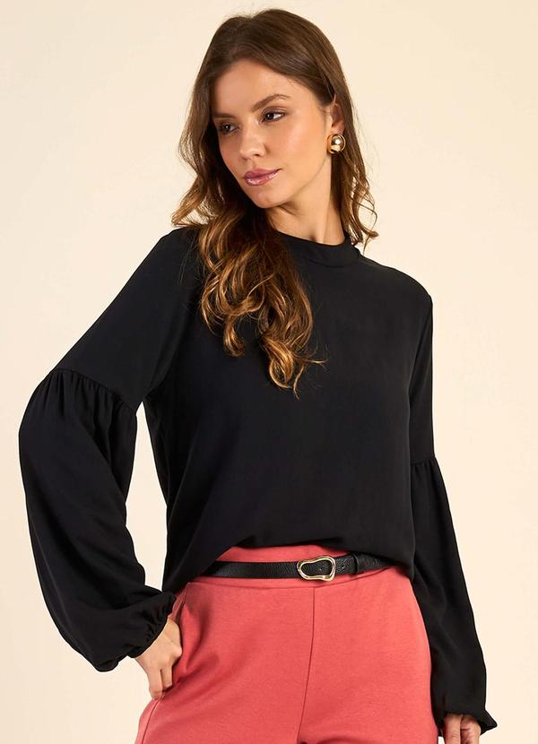 Blusa Feminina Manga Longa Bufante Preto