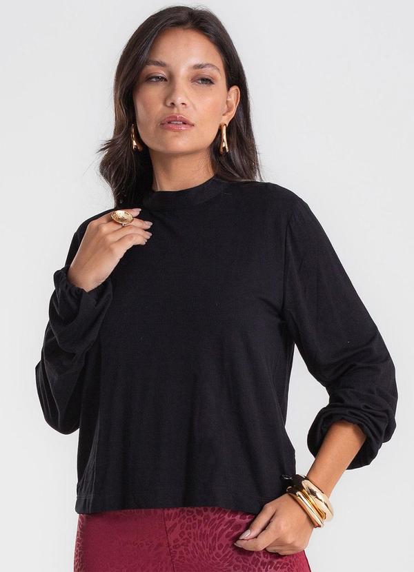 Blusa Feminina Manga Longa Bufante Preto
