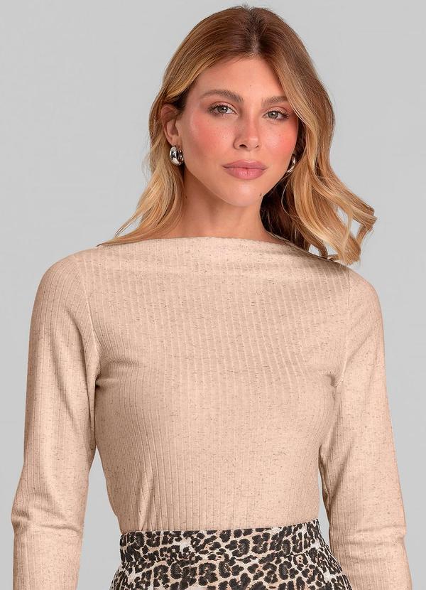 Blusa Feminina Manga Longa Canelada Rosa