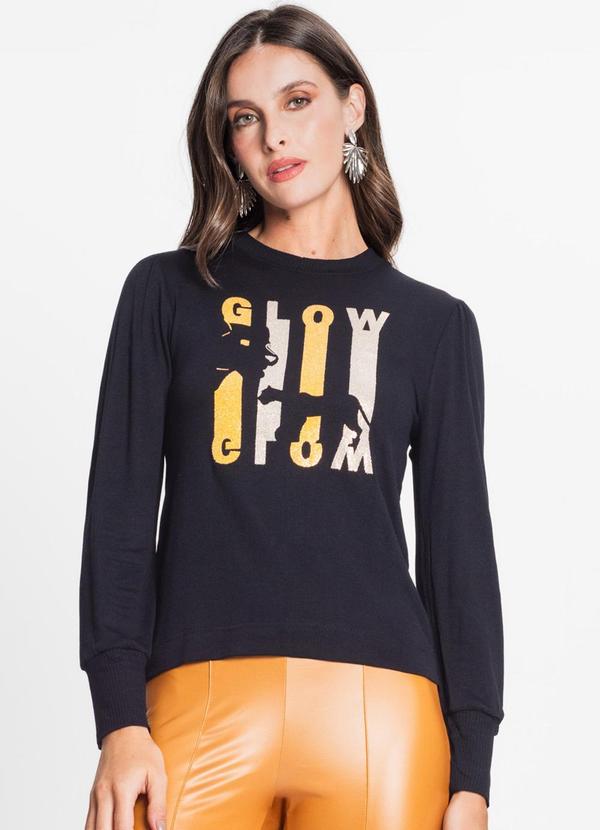 Blusa Feminina Manga Longa Glow Preto