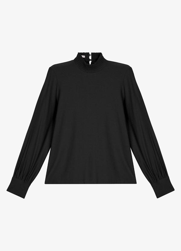 Blusa Feminina Manga Longa Lastex Preto