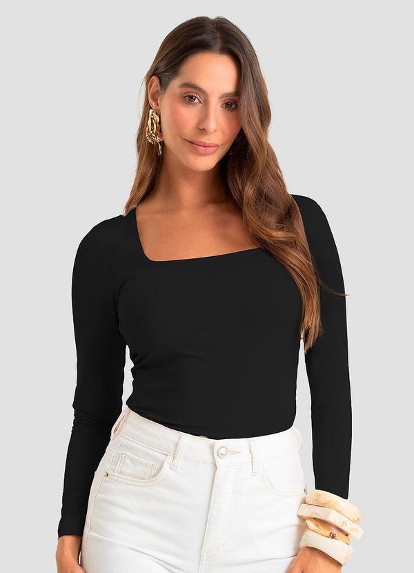 Blusa Feminina Manga Longa Poliamida Preto