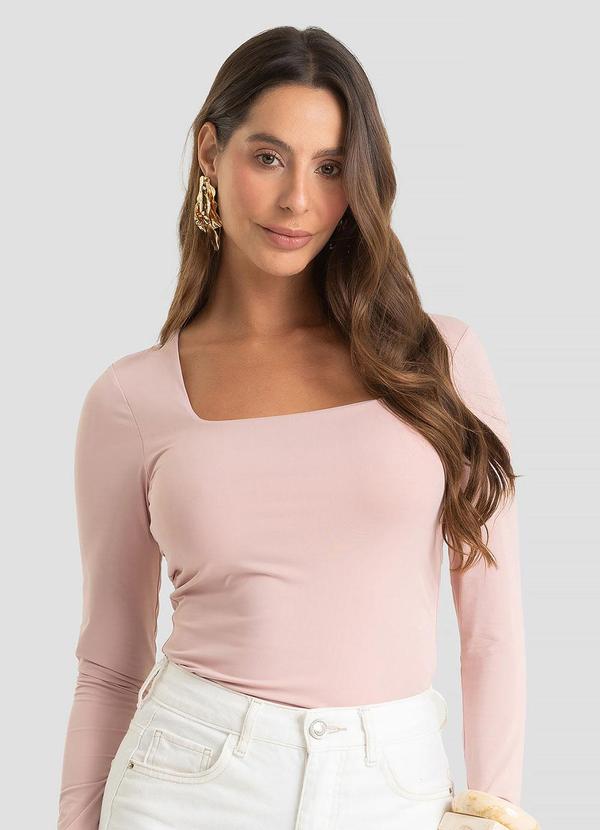 Blusa Feminina Manga Longa Poliamida Rosa