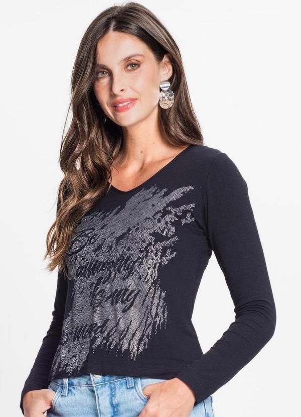 Blusa Feminina Manga Longa Preto