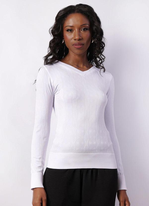 Blusa Feminina Manga Longa sem Costura Branca