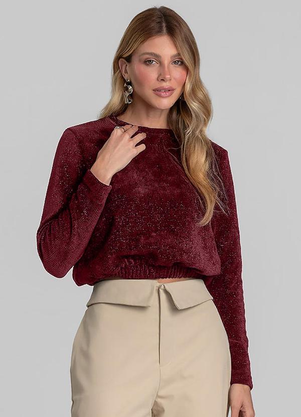Blusa Feminina Manga Longa Tricot Shine Vermelho