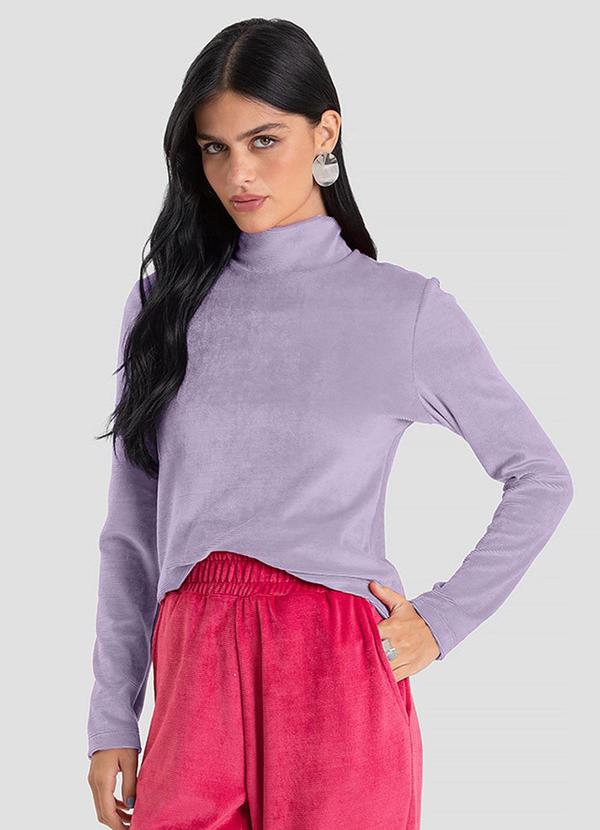 Blusa Feminina Manga Longa Veludo Cotele Roxo