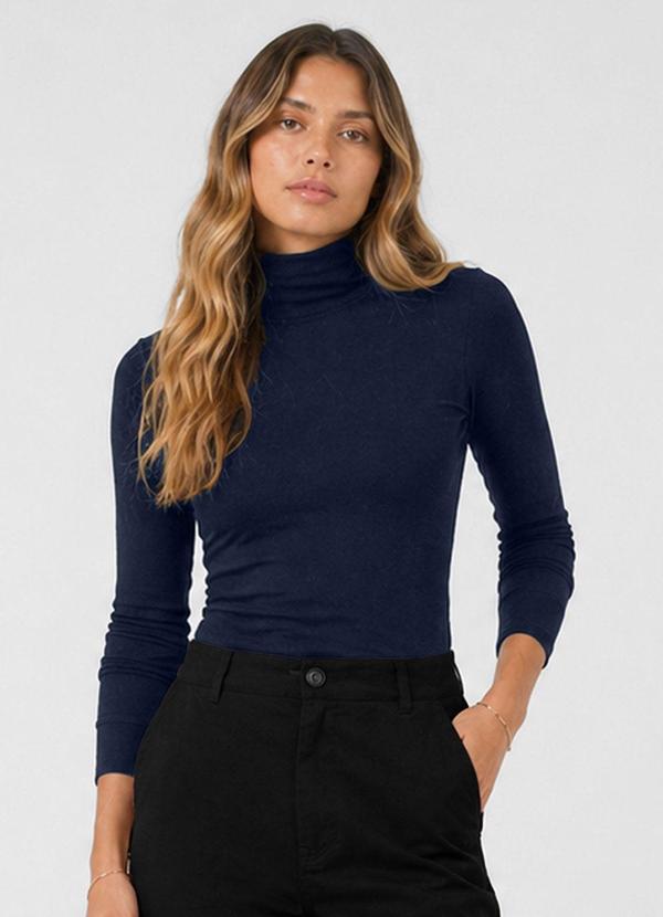 Blusa Feminina Manga Longa Visco Premiere Azul