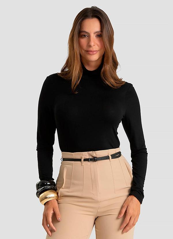 Blusa Feminina Manga Longa Visco Premiere Preto