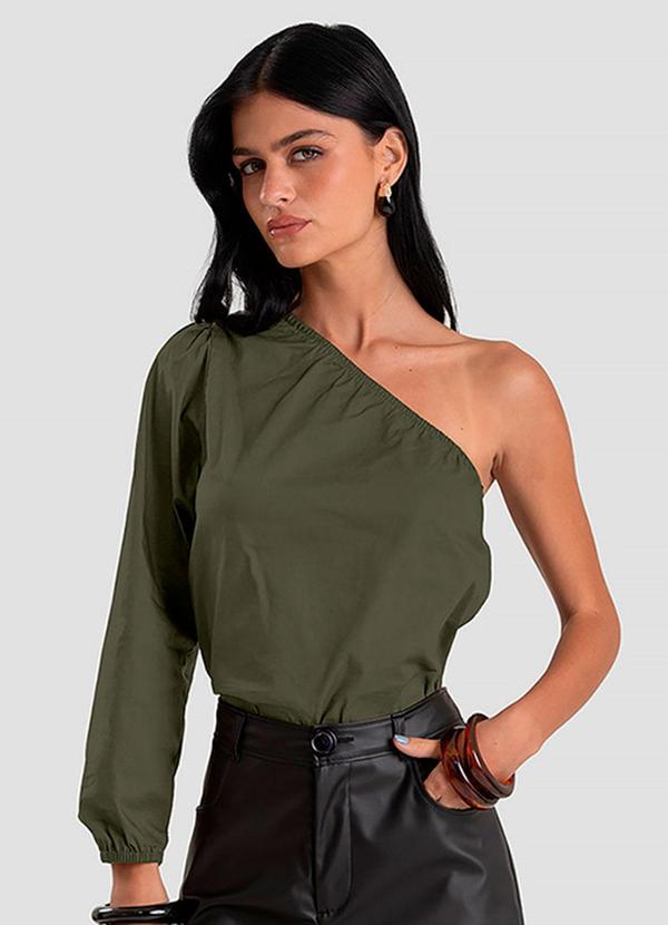 Blusa Feminina Manga Única em Tricoline Verde