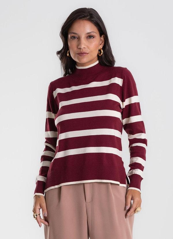 Blusa Feminina Tricot Listrado Vermelho