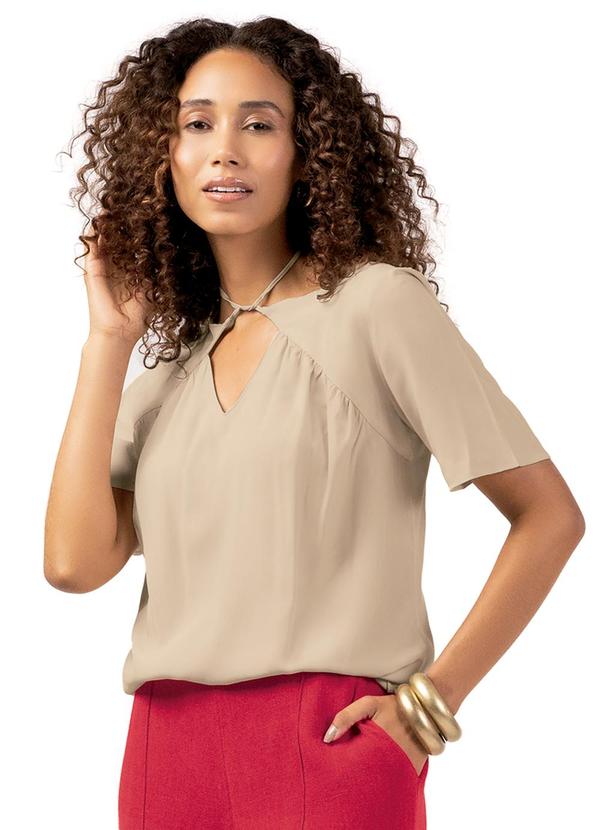Vista 2 Blusa Feminino Adulto Bege Marialícia Marialícia
