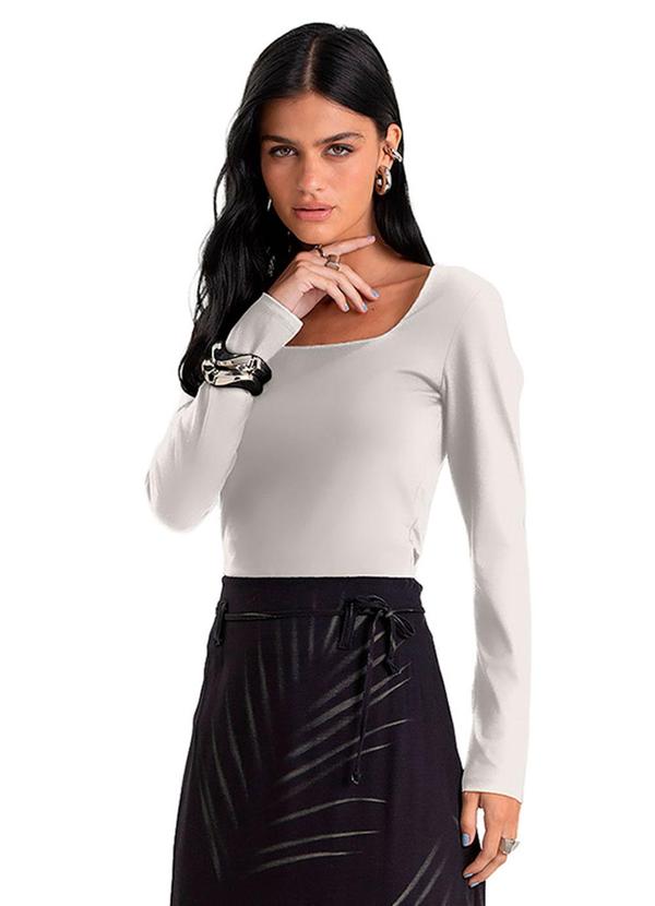 Blusa Feminino Cotton Manga Longa Bege