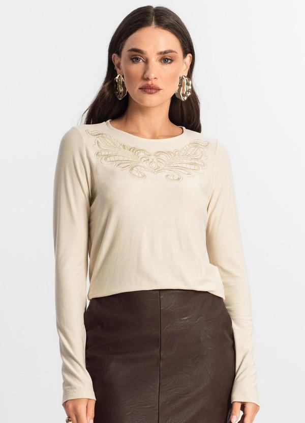Vista 2 Blusa Feminino Manga Longa Bege Endless Endless