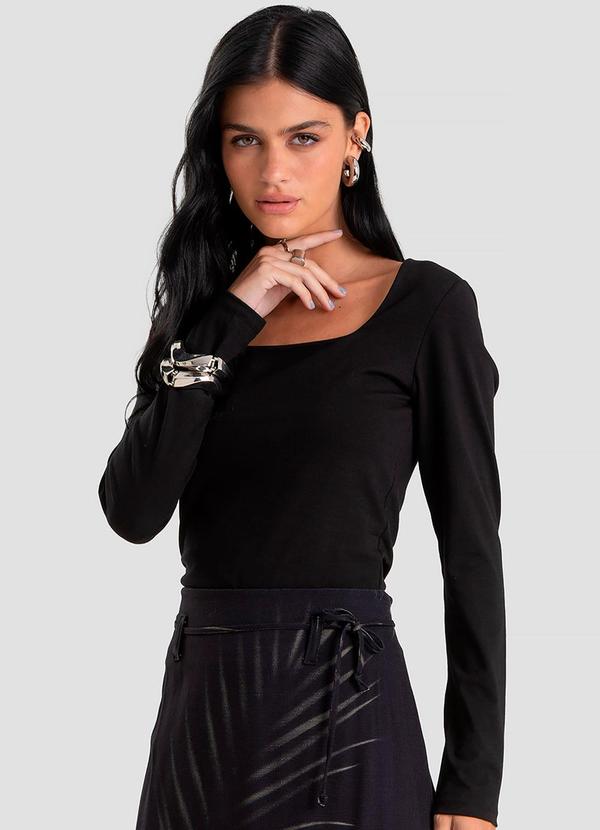 Blusa Feminino Manga Longa Preto