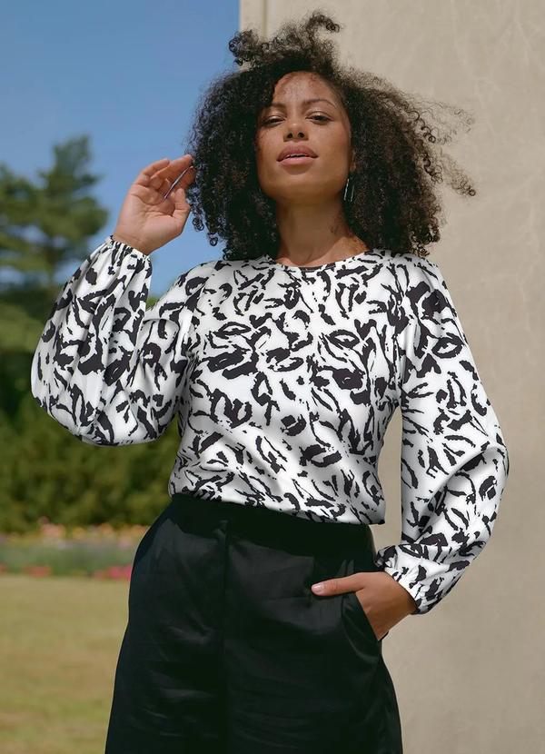 Vista 2 Blusa Floral Abstrato em Crepe Plano bonprix bonprix