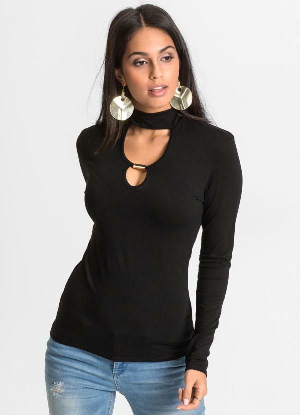 Blusa Gola Choker Preta