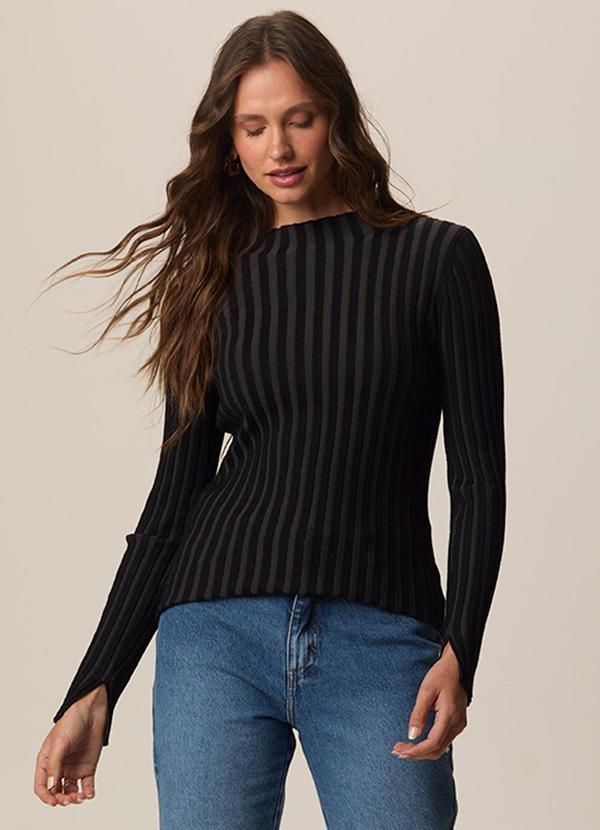 Blusa Justa em Tricô Preto
